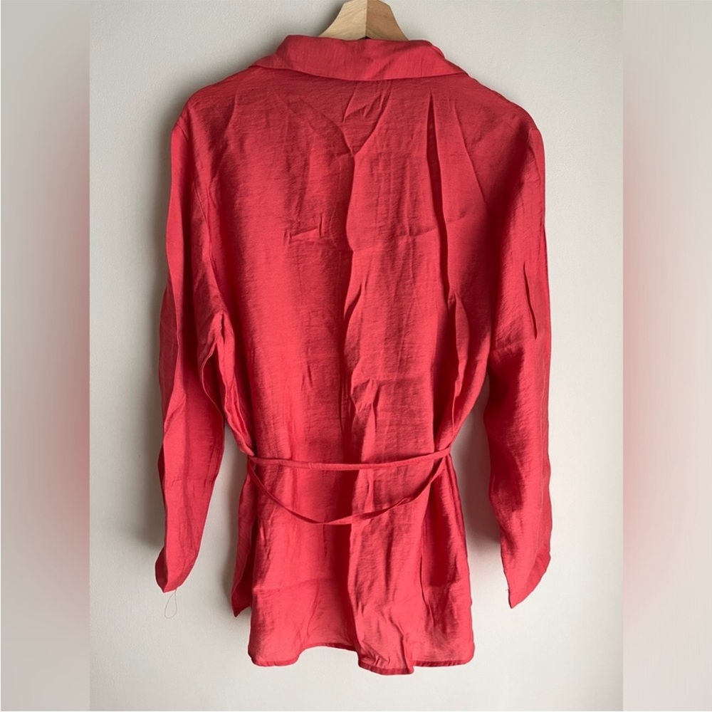Zara, Coral, Belted wrap shirt, Medium - Picture 10 of 13